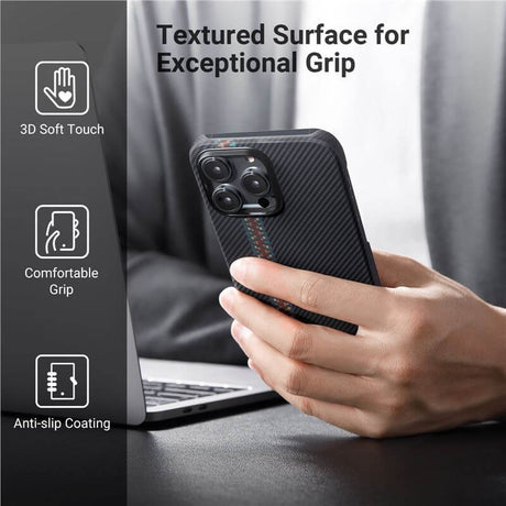 Magsafe Калъф за iPhone 14 Pro, Pitaka Fusion Weaving MagEZ 3 Rhapsody Case, Черен (5)