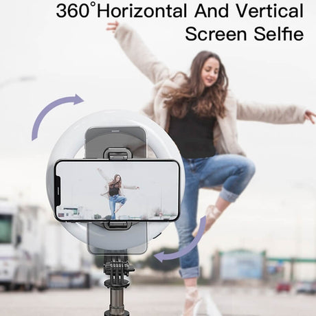 Блутут Статив с Осветление, Yesido Wireless Ring Light Tripod Selfie Stick, Черен (2)