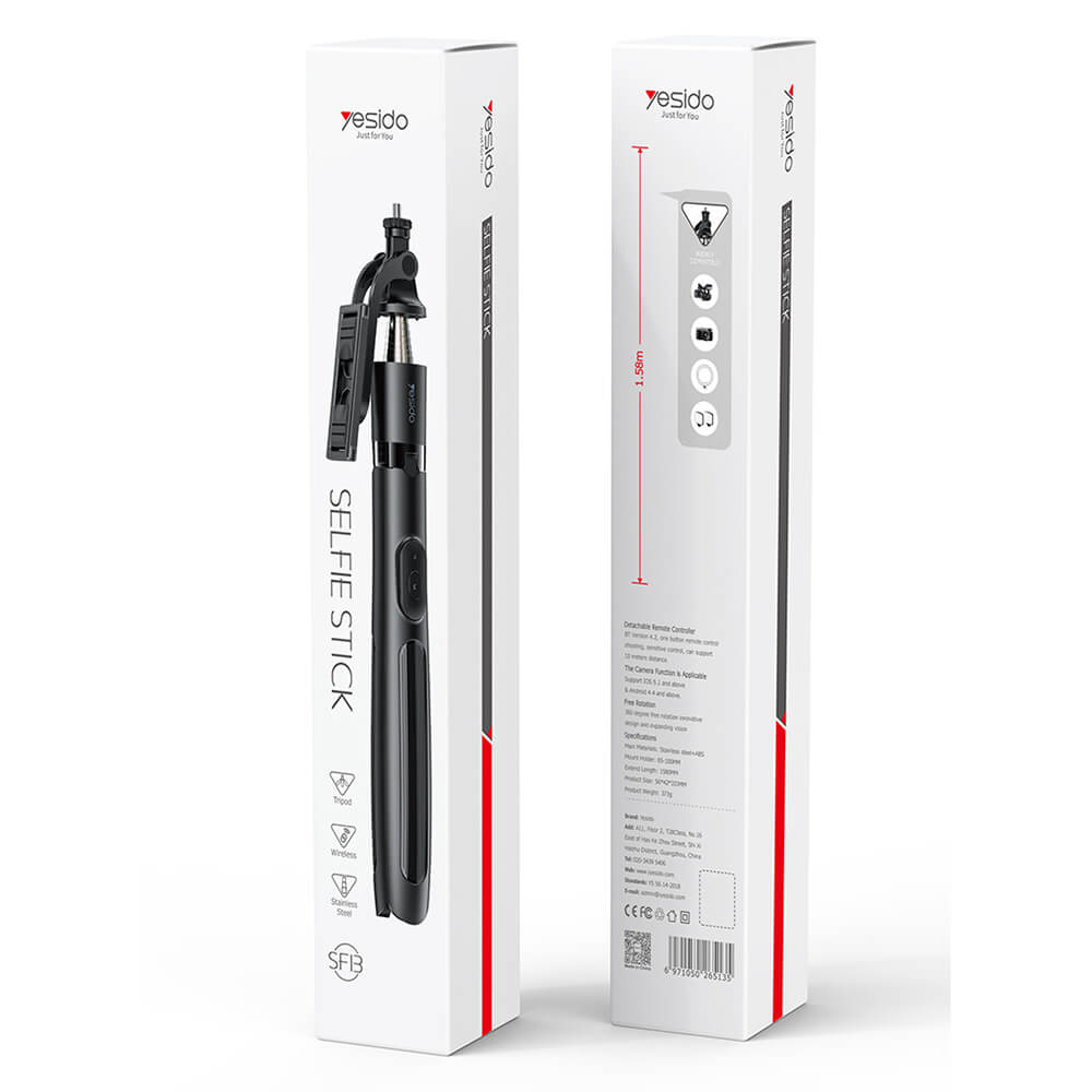 Блутут Статив, Yesido Wireless Selfie Stick-tripod Screw, Черен (9)