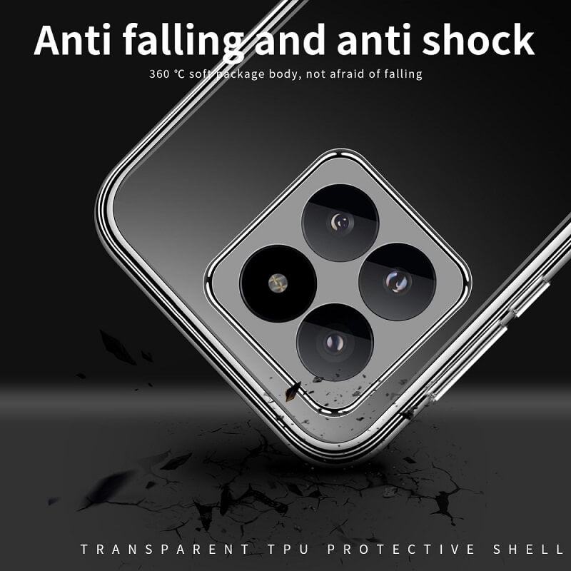 Силиконов Калъф за Xiaomi 14 Pro, GKK Clear TPU Case, Прозрачен (7)