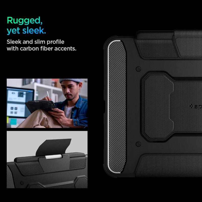 Противоударен Калъф за iPad Pro 11 2025-2024, Spigen Rugged Armor Pro Case, Черен (7)