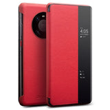 Активен Кожен Калъф за Huawei Mate 40 Pro, Qialino Smart Book Rel Case, Червен