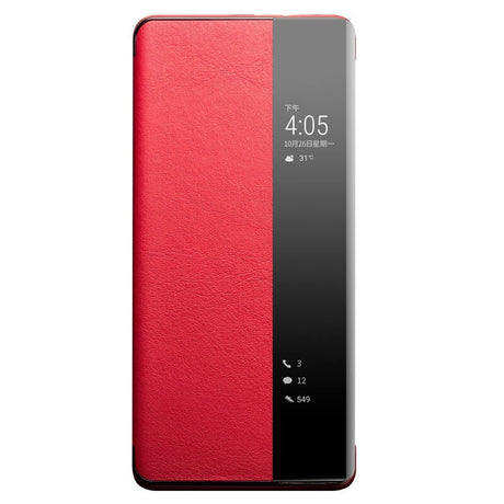 Активен Кожен Калъф за Huawei Mate 40 Pro, Qialino Smart Book Rel Case, Червен (5)