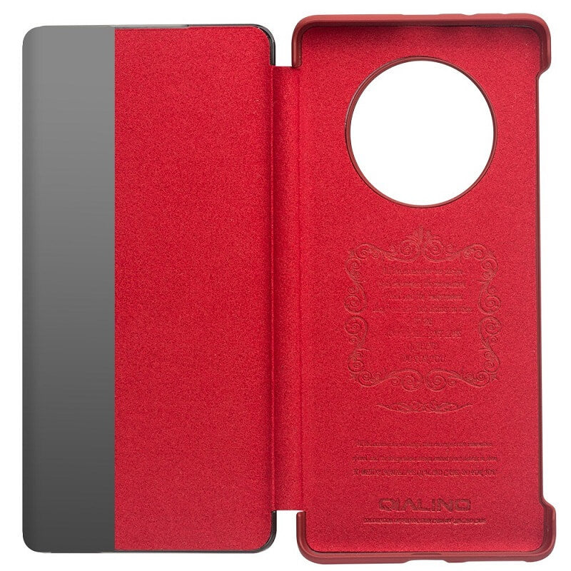 Активен Кожен Калъф за Huawei Mate 40 Pro, Qialino Smart Book Rel Case, Червен (2)