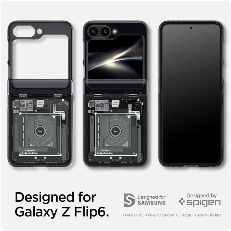 Калъф с Предпазител за Samsung Z Flip 7 FE/Z Flip 6, Spigen Zero One Ultra Hybrid Pro Case, Черен (4)