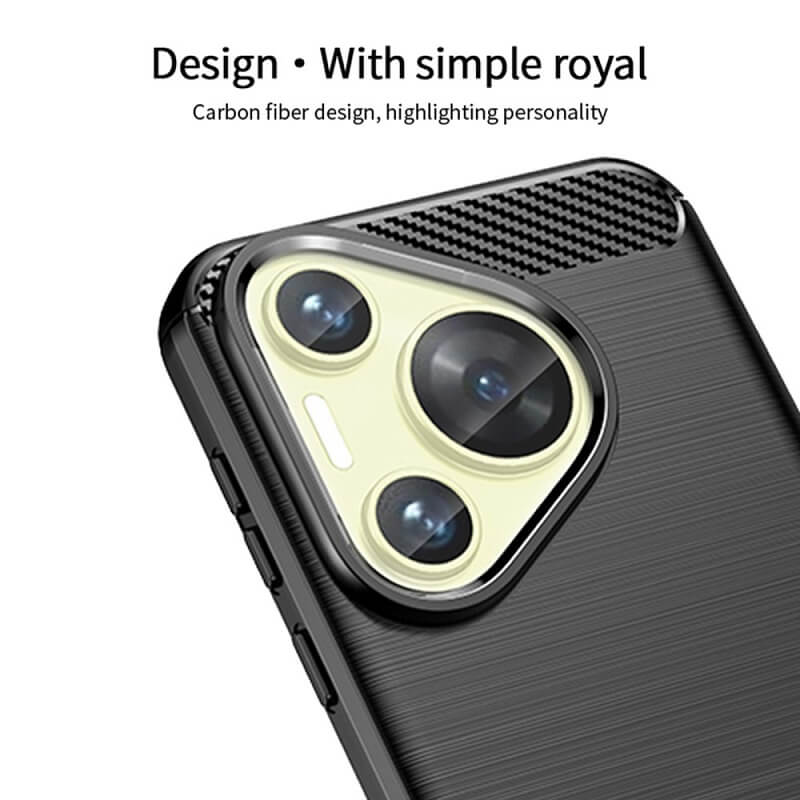Противоударен Калъф за Huawei Pura 70, Premium Carbon Case, Черен (5)