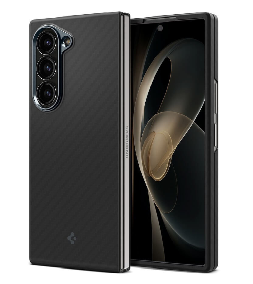 Карбонов Калъф за Samsung Z Fold 6, Spigen AirSkin Aramid Case, Черен