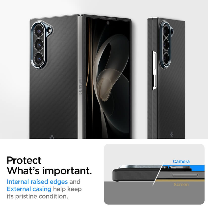 Карбонов Калъф за Samsung Z Fold 6, Spigen AirSkin Aramid Case, Черен (9)