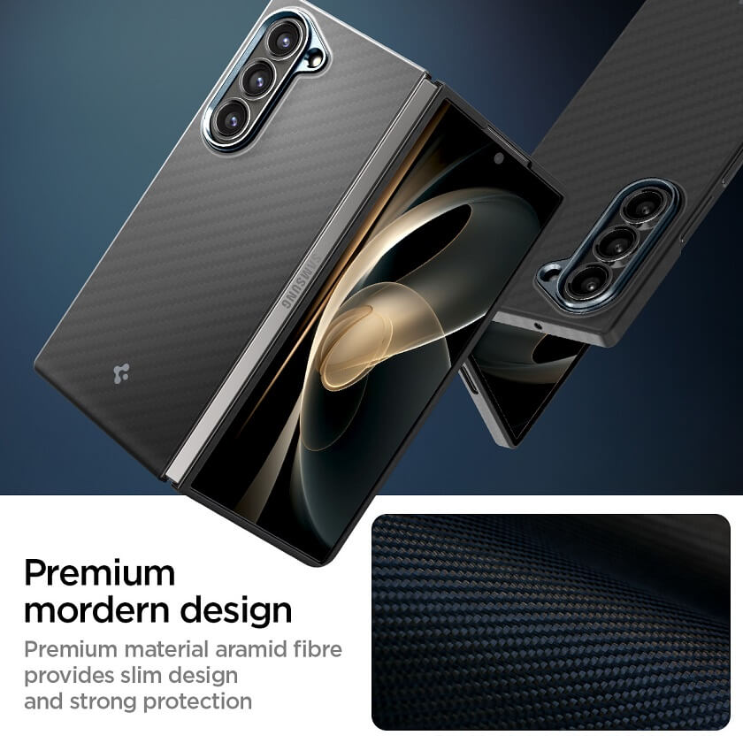 Карбонов Калъф за Samsung Z Fold 6, Spigen AirSkin Aramid Case, Черен (6)