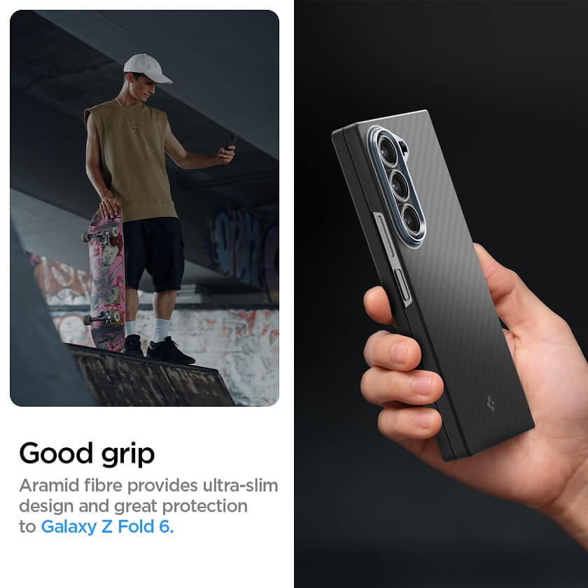 Карбонов Калъф за Samsung Z Fold 6, Spigen AirSkin Aramid Case, Черен (8)