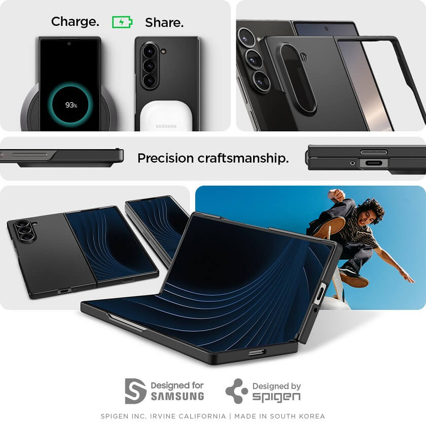 Тънък Калъф за Samsung Z Fold 6, Spigen AirSkin Case, Черен (10)