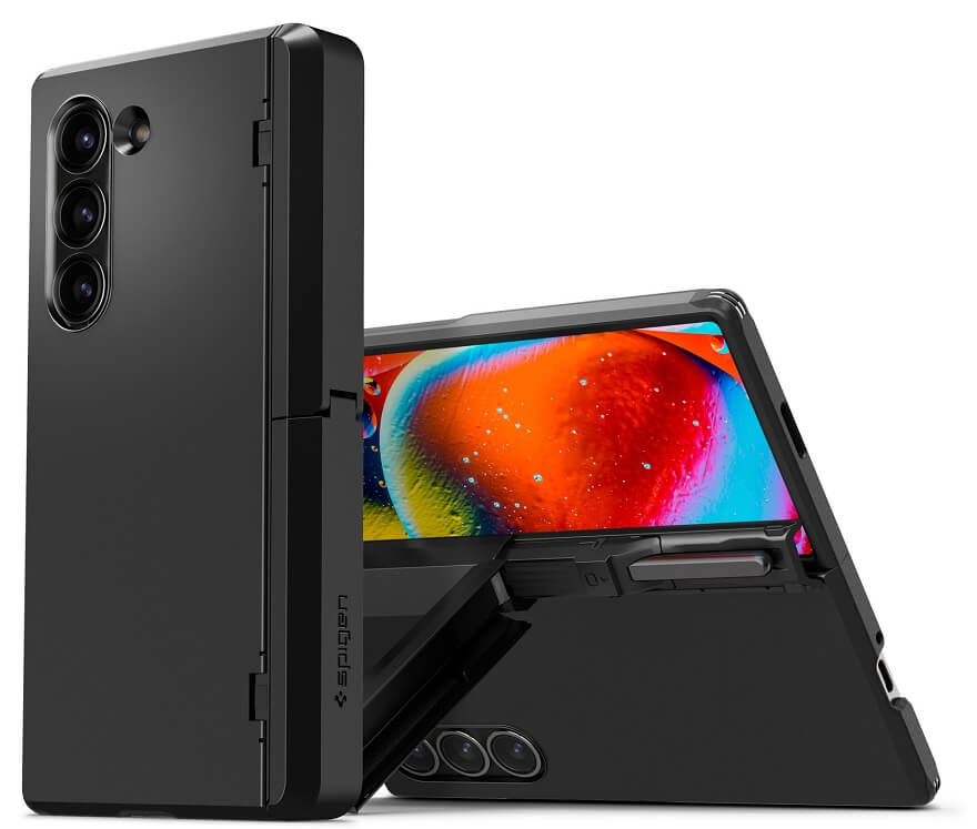 Калъф с Pen Поставка и Предпазител за Samsung Z Fold 6, Spigen Tough Armor Pro Case, Черен (2)