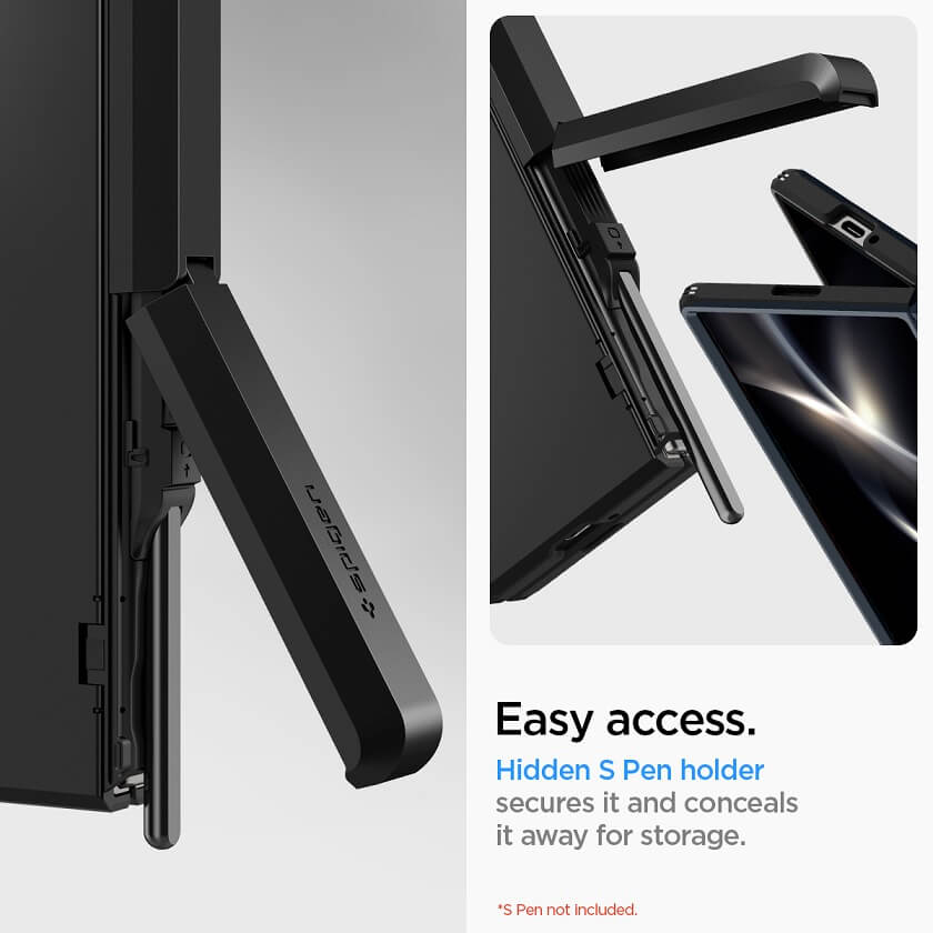 Калъф с Pen Поставка и Предпазител за Samsung Z Fold 6, Spigen Tough Armor Pro Case, Черен (9)