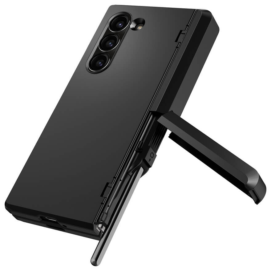Калъф с Pen Поставка и Предпазител за Samsung Z Fold 6, Spigen Tough Armor Pro Case, Черен (4)