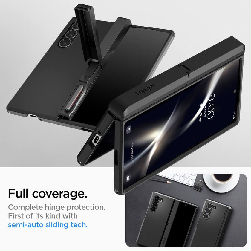 Калъф с Pen Поставка и Предпазител за Samsung Z Fold 6, Spigen Tough Armor Pro Case, Черен (7)