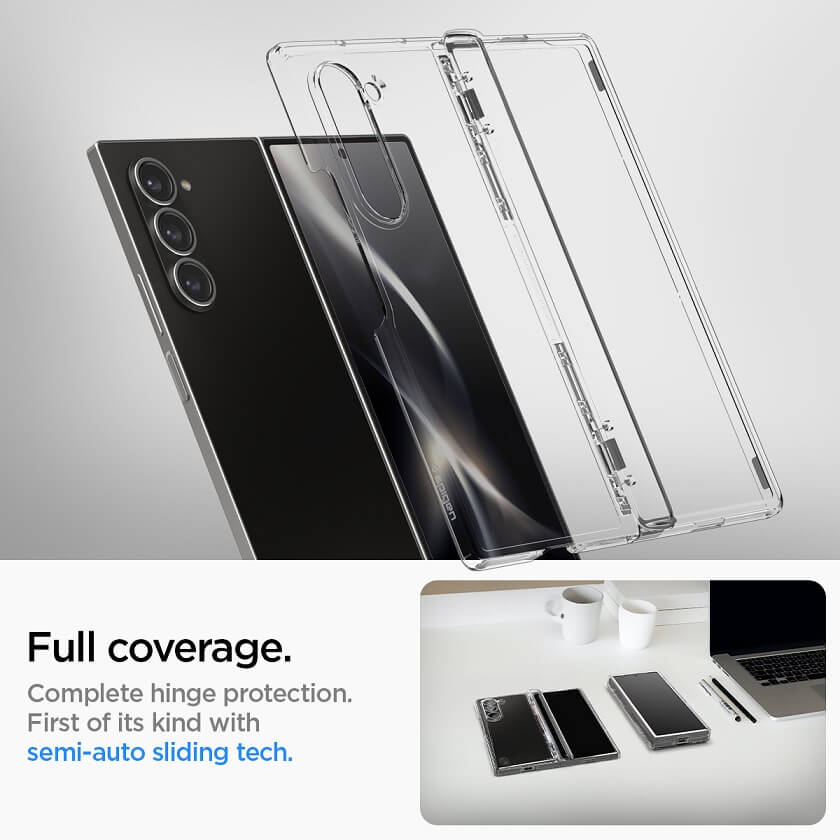 Хибриден Калъф с Предпазител за Samsung Z Fold 6, Spigen Ultra Hybrid Pro Case, Прозрачен (7)