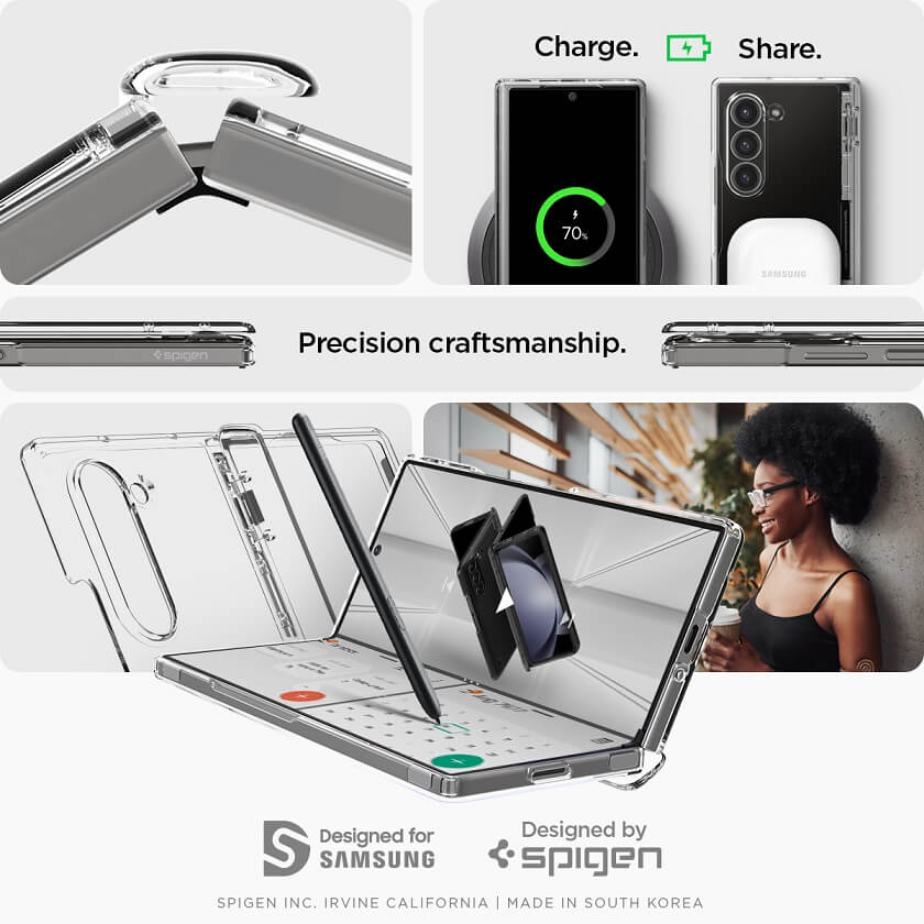 Хибриден Калъф с Предпазител за Samsung Z Fold 6, Spigen Ultra Hybrid Pro Case, Прозрачен (10)