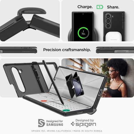 Хибриден Калъф с Предпазител за Samsung Z Fold 6, Spigen Ultra Hybrid Pro Case, Сив (9)