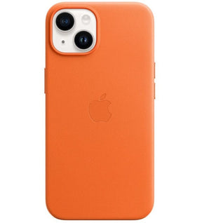 Оригинален Кожен Калъф за iPhone 14, Leather Magsafe Case MPPL3ZM/A, Оранжев