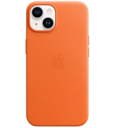 Оригинален Кожен Калъф за iPhone 14, Leather Magsafe Case MPPL3ZM/A, Оранжев