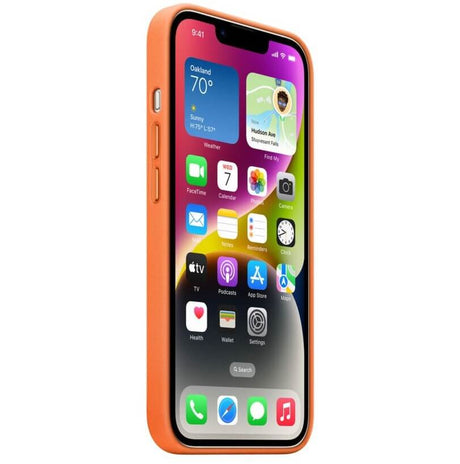 Оригинален Кожен Калъф за iPhone 14, Leather Magsafe Case MPPL3ZM/A, Оранжев (3)