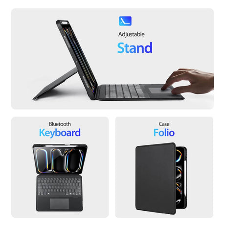 Кожен Калъф с Клавиатура за iPad Pro 13 2025-2024, Dux Ducis Magnetic Keyboard Case, Черен (5)