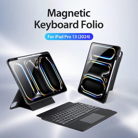 Кожен Калъф с Клавиатура за iPad Pro 13 2025-2024, Dux Ducis Magnetic Keyboard Case, Черен (3)