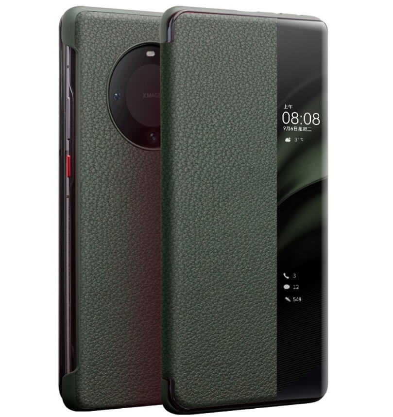 Активен Калъф за Huawei Mate 60 Pro, Qialino Smart Book Case, Зелен