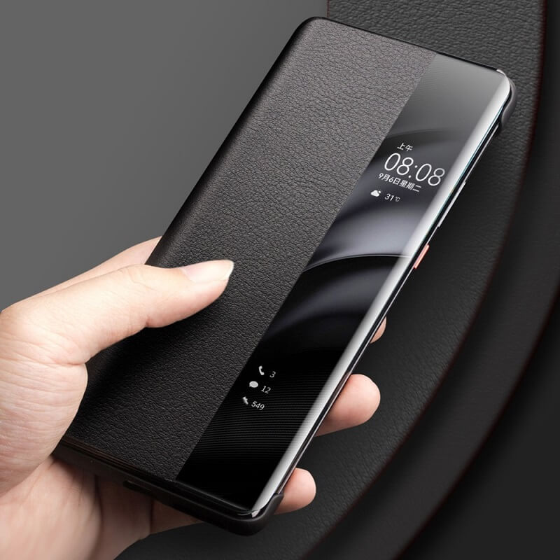 Активен Калъф за Huawei Mate 60 Pro, Qialino Smart Book Case, Черен (2)
