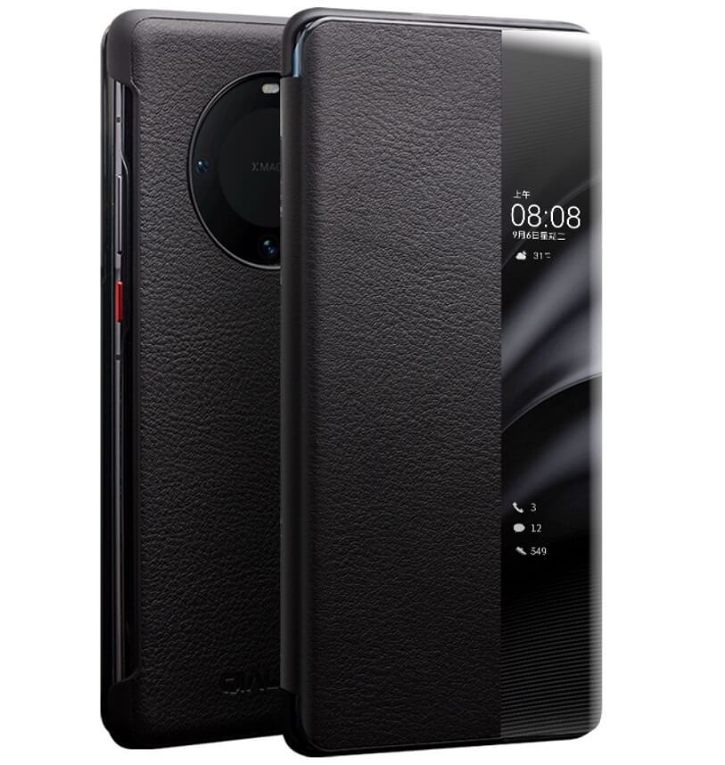 Активен Калъф за Huawei Mate 60 Pro, Qialino Smart Book Case, Черен