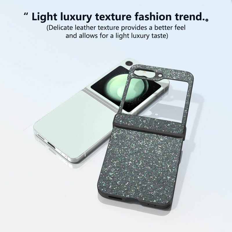 Калъф с Изящна Декорация за Samsung Z Flip 7 FE/Z Flip 6, Glitter Case, Черен (3)