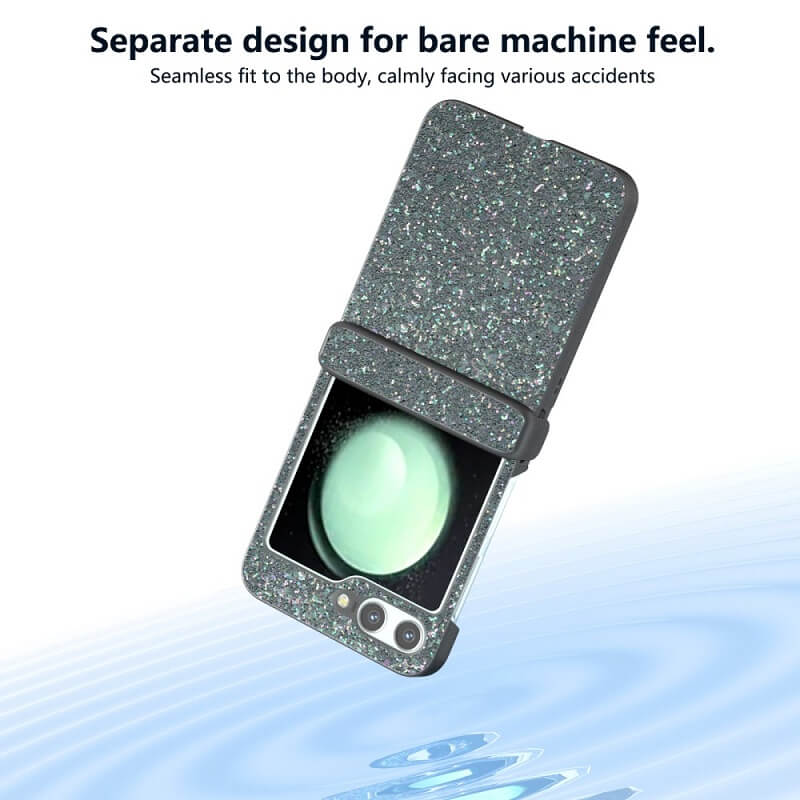 Калъф с Изящна Декорация за Samsung Z Flip 7 FE/Z Flip 6, Glitter Case, Черен (5)