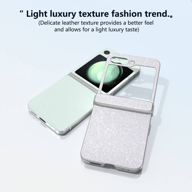 Калъф с Изящна Декорация за Samsung Z Flip 7 FE/Z Flip 6, Glitter Case, Бял (3)