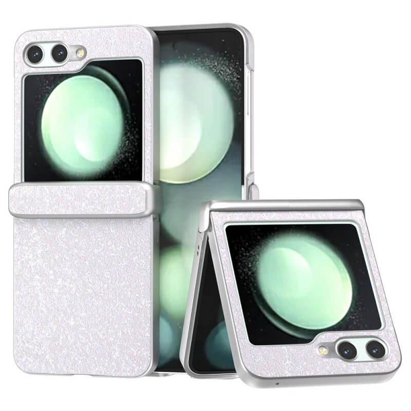 Калъф с Изящна Декорация за Samsung Z Flip 7 FE/Z Flip 6, Glitter Case, Бял
