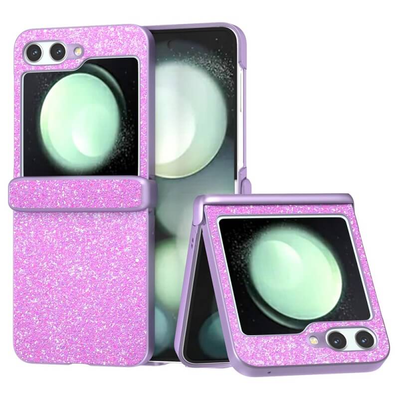 Калъф с Изящна Декорация за Samsung Z Flip 7 FE/Z Flip 6, Glitter Case, Лилав