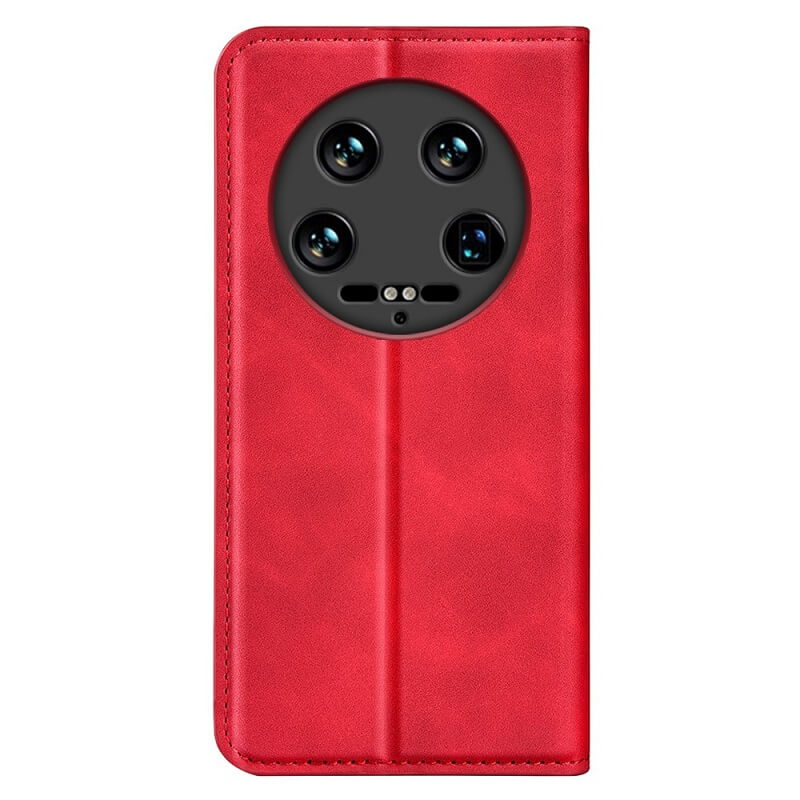 Кожен Калъф с Джобове за Xiaomi 14 Ultra, Wallet Book Case, Червен (6)