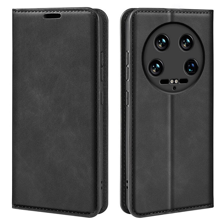 Кожен Калъф с Джобове за Xiaomi 14 Ultra, Wallet Book Case, Черен