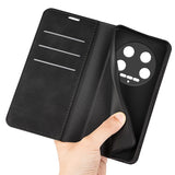 Кожен Калъф с Джобове за Xiaomi 14 Ultra, Wallet Book Case, Черен (5)