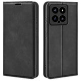 Кожен Калъф с Джобове за Xiaomi 14 Pro, Wallet Book Case, Черен