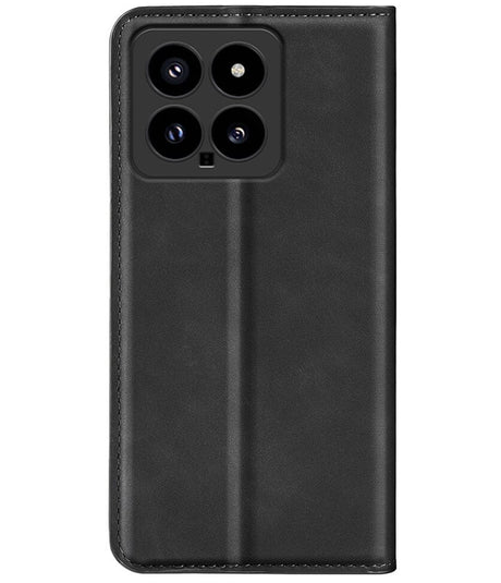 Кожен Калъф с Джобове за Xiaomi 14 Pro, Wallet Book Case, Черен (7)