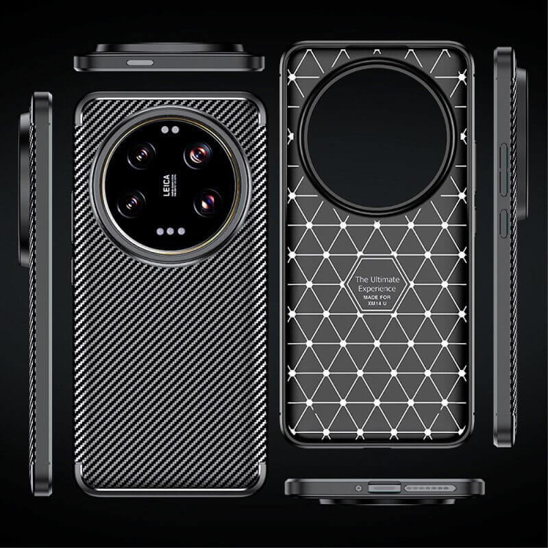 Силиконов Калъф за Xiaomi 14 Ultra, New Carbon Case, Черен (7)