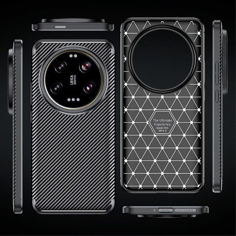 Силиконов Калъф за Xiaomi 14 Ultra, New Carbon Case, Черен (7)