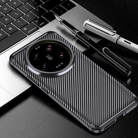 Силиконов Калъф за Xiaomi 14 Ultra, New Carbon Case, Черен (6)