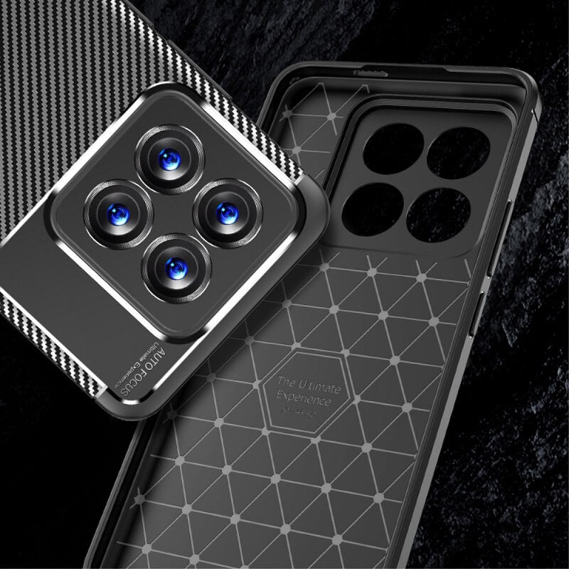 Силиконов Калъф за Xiaomi 14 Pro, New Carbon Case, Черен (3)