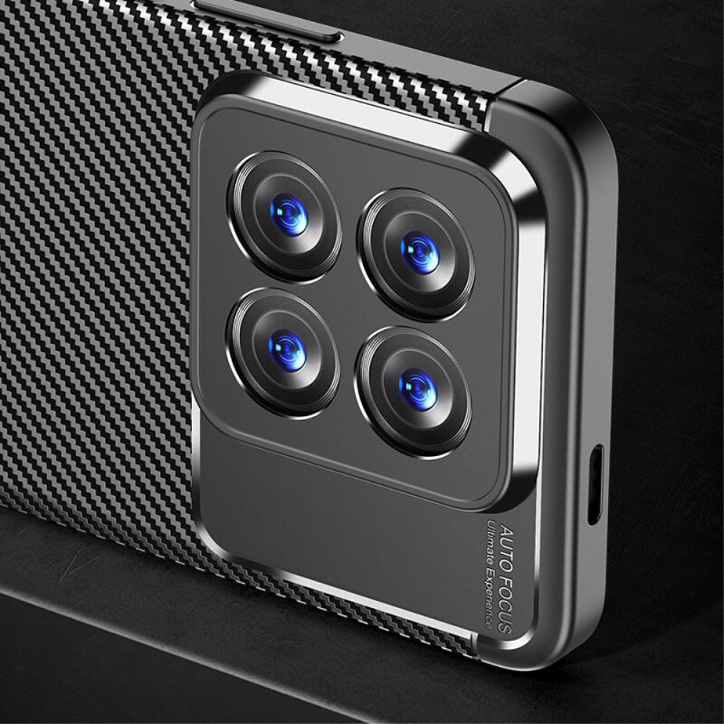 Силиконов Калъф за Xiaomi 14 Pro, New Carbon Case, Черен (5)