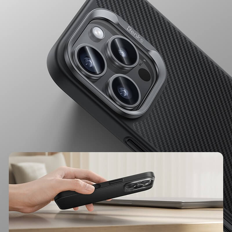 Magsafe Кевларен Калъф за iPhone 16 Pro, Benks ArmorPro Case, Черен (10)