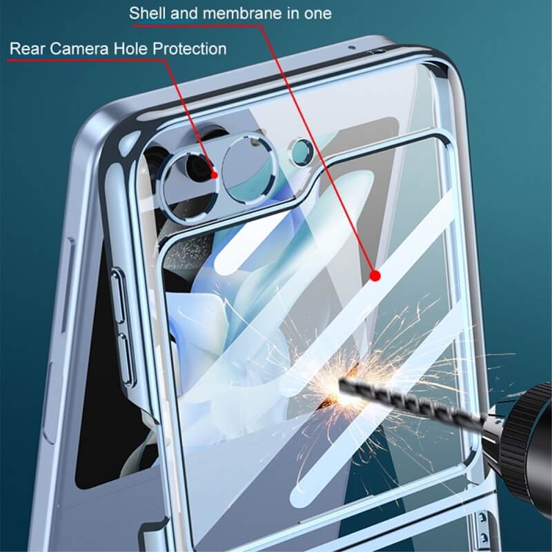 Калъф с Цветна Рамка за Samsung Z Flip 7 FE/Z Flip 6, GKK Electroplating Case, Син (2)