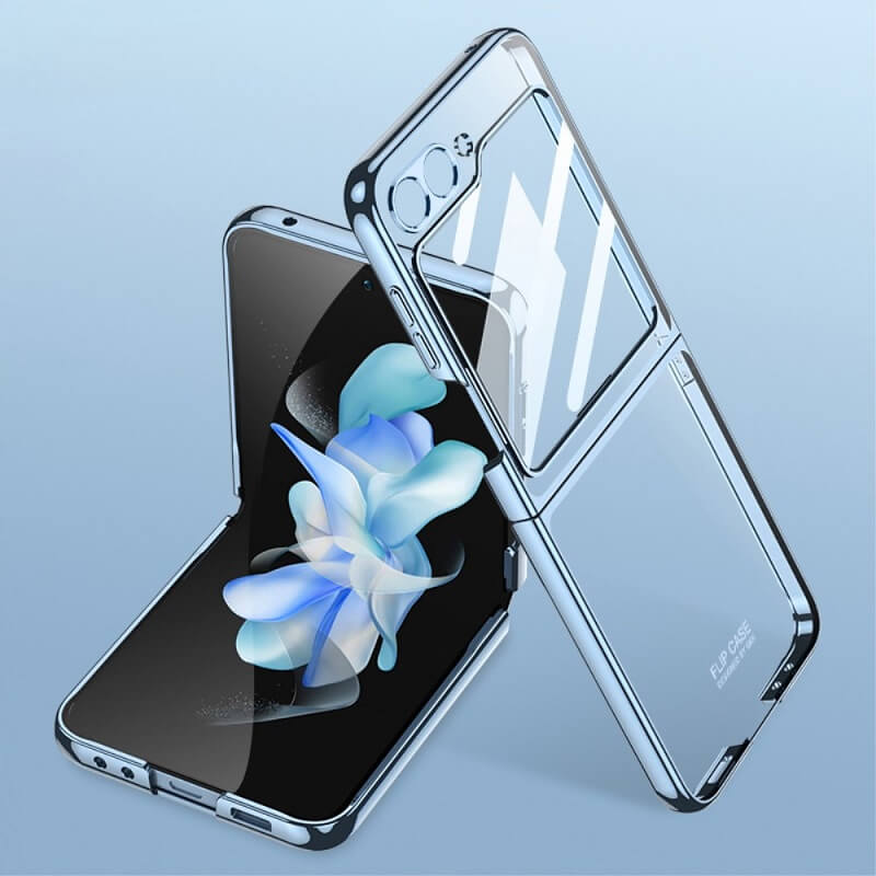 Калъф с Цветна Рамка за Samsung Z Flip 7 FE/Z Flip 6, GKK Electroplating Case, Син