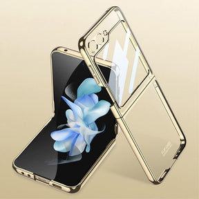 Калъф с Цветна Рамка за Samsung Z Flip 7 FE/Z Flip 6, GKK Electroplating Case, Златист