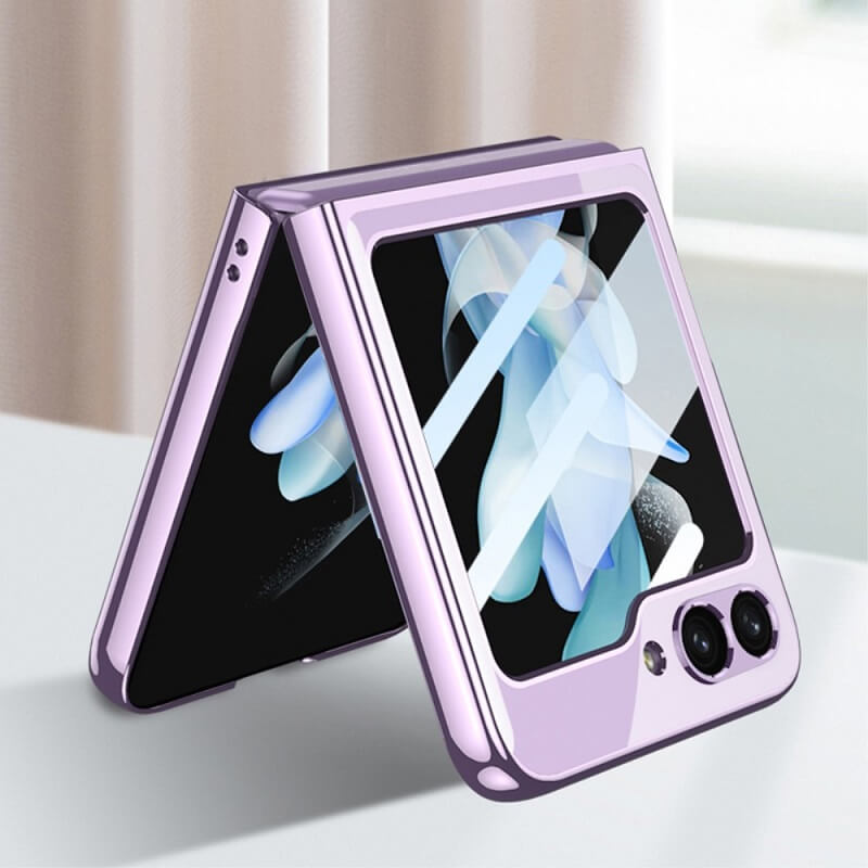 Калъф с Цветна Рамка за Samsung Z Flip 7 FE/Z Flip 6, GKK Electroplating Case, Лилав (2)